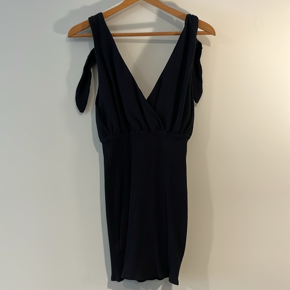 NEW NWT FREE PEOPLE BEACH Black Mini Rodeo Dress Deep V-Neck Womens Medium - Picture 8 of 8